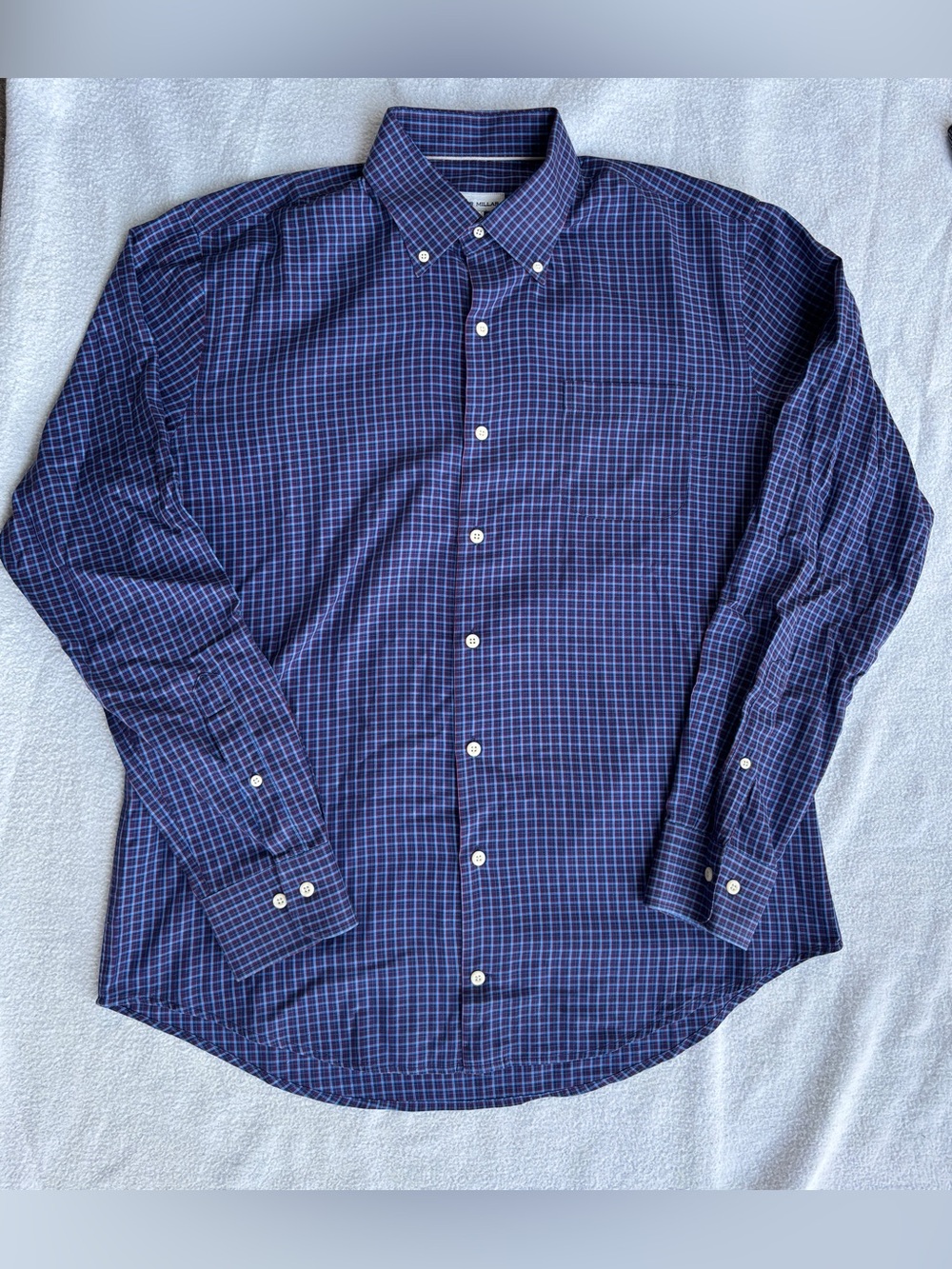 Peter Millar Crown Craft Mens Large Blue Red Check Button Up Shirt L